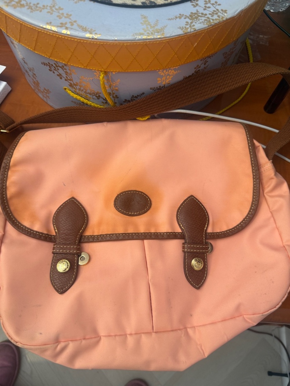 Project bag  Longchamp low start with leather trim crossbody clean inside